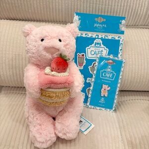 Jellycat Shanghai exclusive leola bear with strawberry cake bnwt